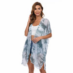 CrossKulture - OceanBreeze Kimono Shrug TieDye Print Blue front view