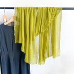 LimeGrove Green Crinkled Cotton Scarf