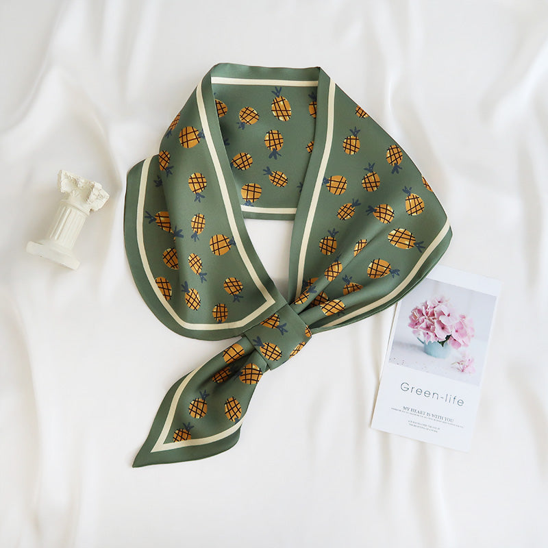 PlentyPineapples Satin Neck Scarf Green