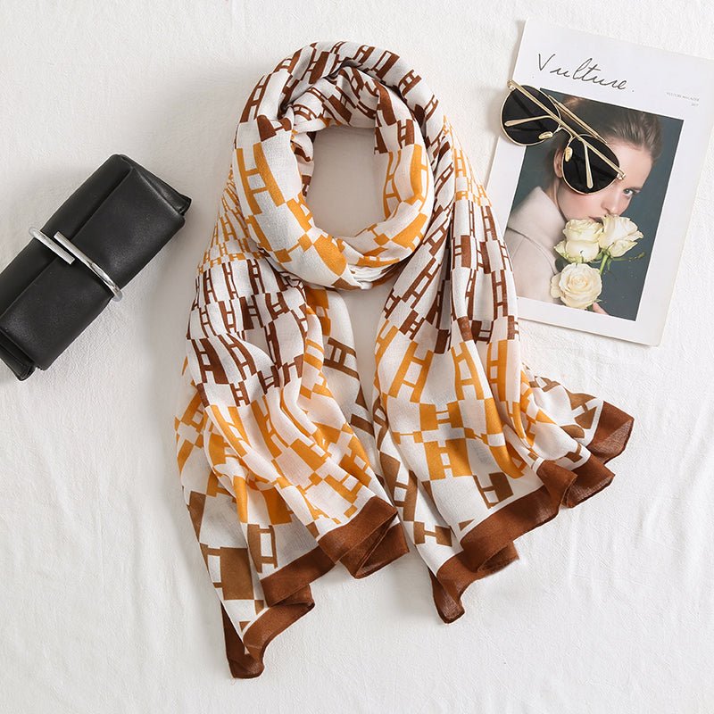 CrossKulture - HoneySpread Viscose Cotton Scarf Brown round neck style view