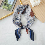 CrescentEdit Satin Curve Edged Blue Scarf