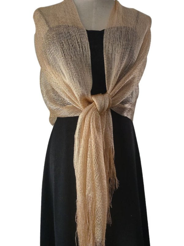 GoldenGlow Long Shimmer Scarf