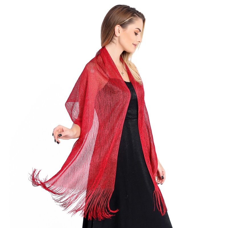 SparkleStory Long Shimmer Scarf Burgundy