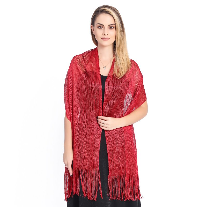 SparkleStory Long Shimmer Scarf Burgundy