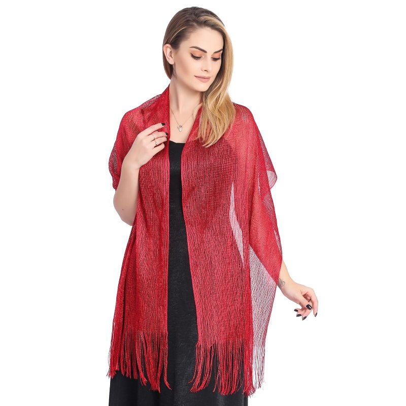 SparkleStory Long Shimmer Scarf Burgundy