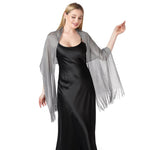 FashionGlow Long Shimmer Scarf Grey