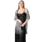 FashionGlow Long Shimmer Scarf Grey
