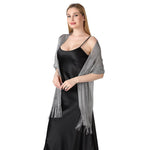 FashionGlow Long Shimmer Scarf Grey