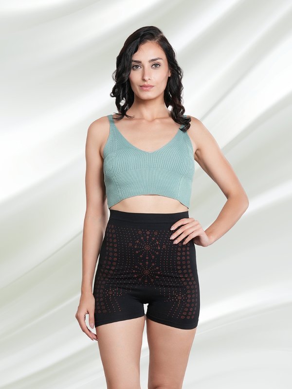 CrossKulture - SnatchShorts Seamless Tummy Control Shapewear Shorts black front model view