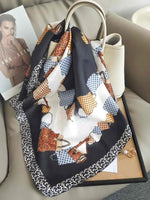CrossKulture - DarkPallete short satin scarf with handbag style view