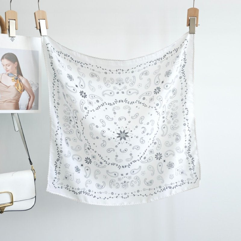 GentleArc Satin Curve Edged White Scarf