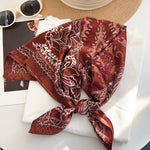 BrocadeManor Rust Jacquard Square Scarf