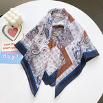 CrescentEdit Satin Curve Edged Blue Scarf