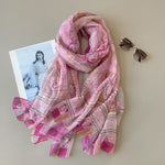 CrossKulture - RoseDrift Long Chiffon Scarf Pink round style view