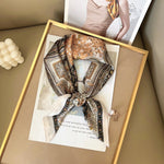 CrossKulture - ShadedAqua short satin scarf with folded style view