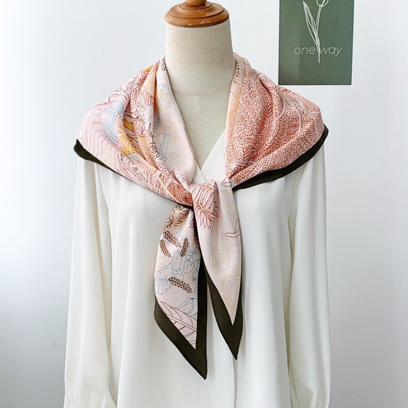 CrossKulture - TriangleLeaves satin scarf style on mannequin