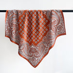 BrocadeStory Orange Jacquard Square Scarf