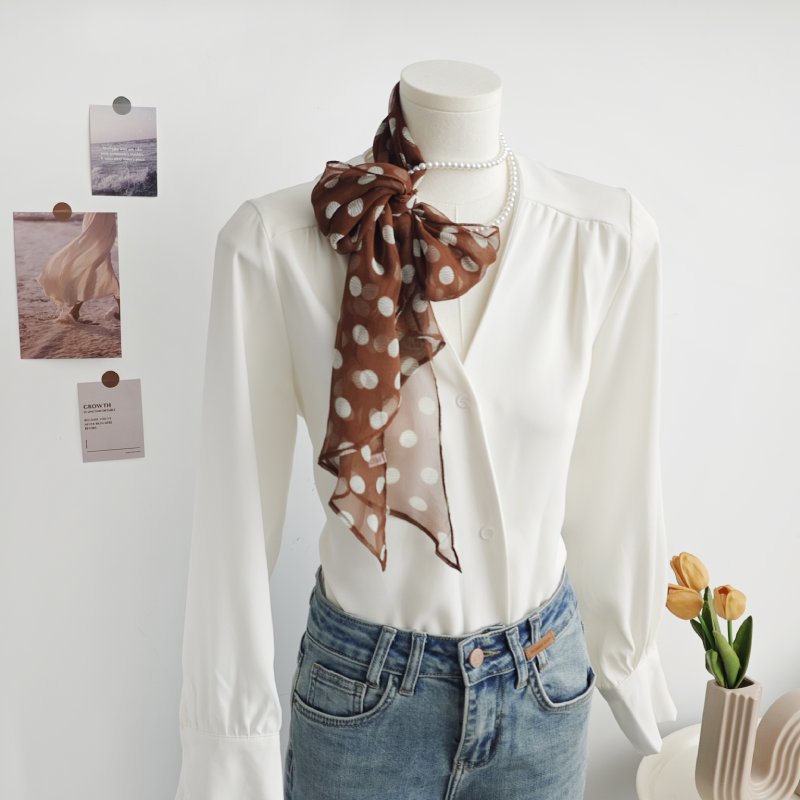 BrownFlutter Chiffon Ribbon Scarf