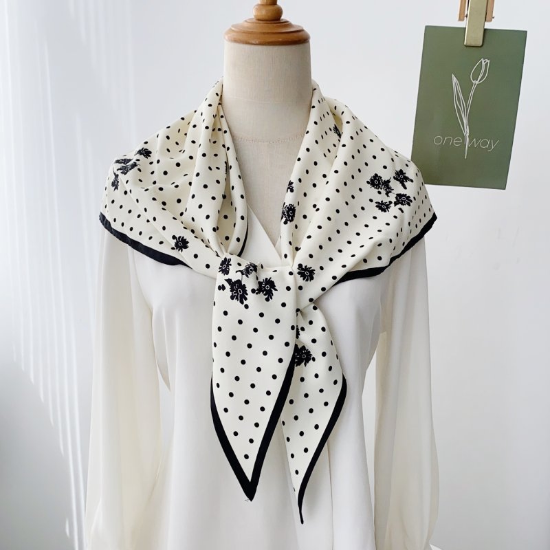 CrossKulture - TrianglePolka satin scarf styled on mannequin