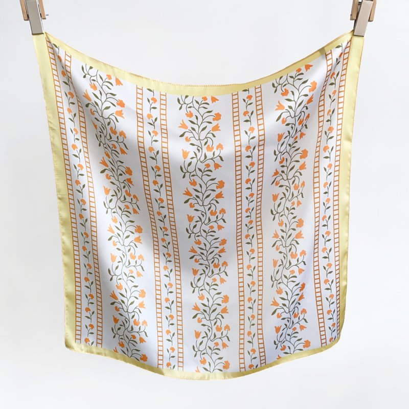 FloraVine Small Square Satin Scarf Orange