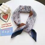 CrescentEdit Satin Curve Edged Blue Scarf