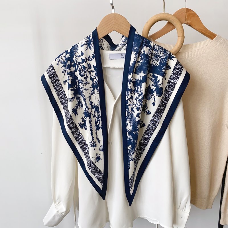CrossKulture - TriangleFlora satin scarf styled on hanger