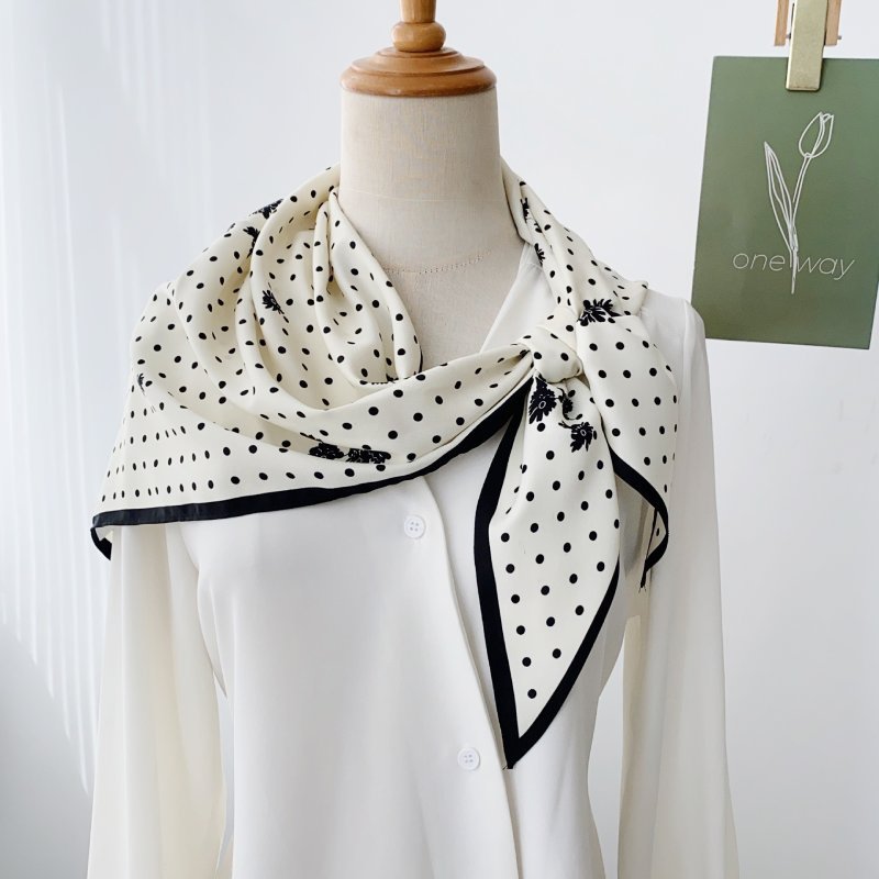 CrossKulture - TrianglePolka satin scarf styled on mannequin