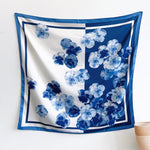 AquaPansy SatinTwill Scarf Square Blue