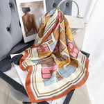 CrossKulture - DynamicPrint short satin scarf with handbag style view