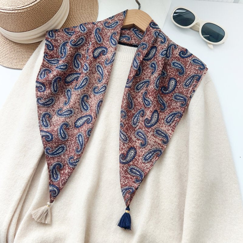 GardenDream Maillard Tassel Square Scarf