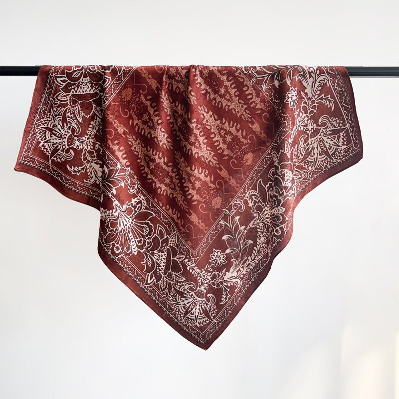 BrocadeManor Rust Jacquard Square Scarf