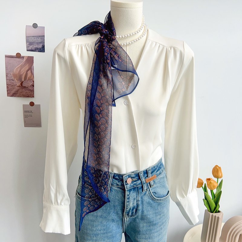 BlueFlow Chiffon Ribbon Scarf