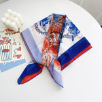 SatinArc Satin Curve Edged Blue Orange Scarf