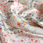 CrossKulture - PeachyFlora Small Square Satin Scarf Peach fabric view