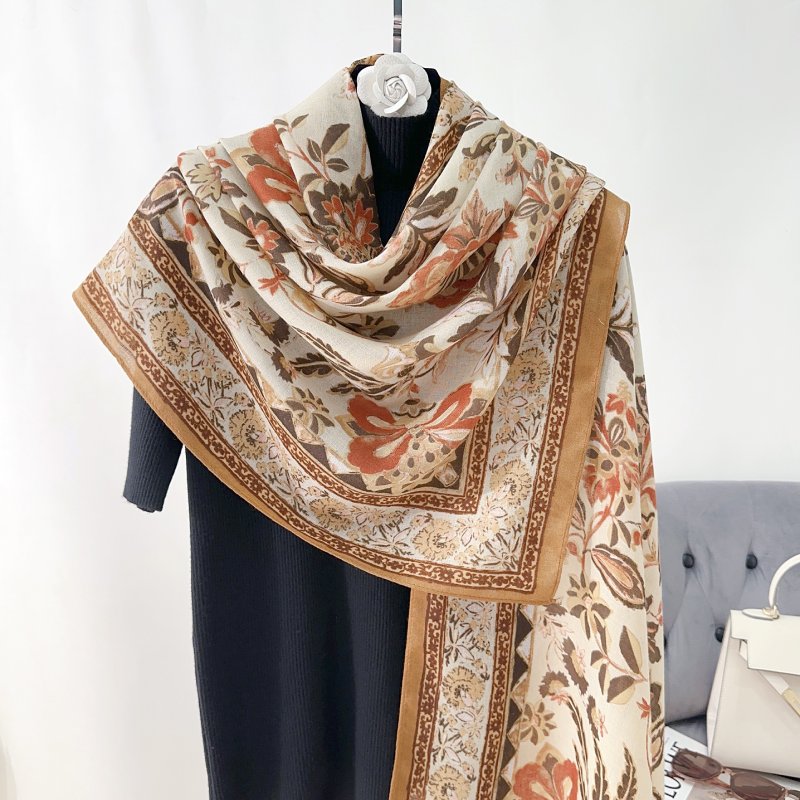 SpringMeadow Long Viscose Cotton Scarf Offwhite