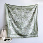 HazyBloom Satin Twill Scarf Square Green