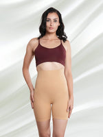 CrossKulture - CurveCommand High Waist Tummy Control Shapewear Shorts beige front model view
