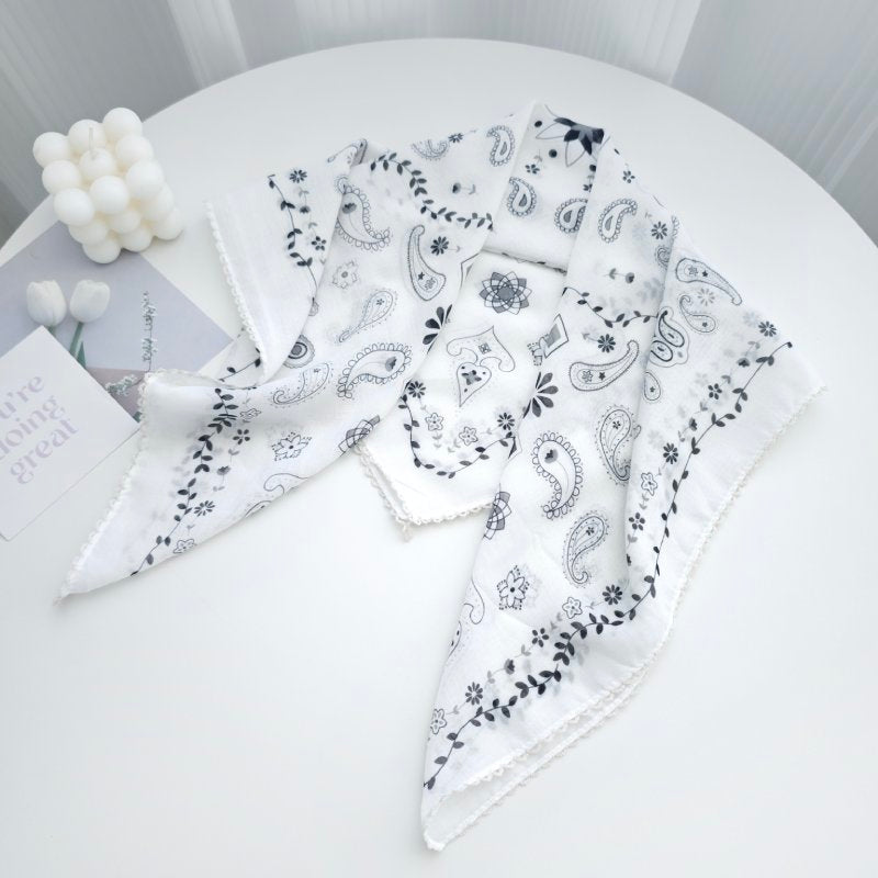 GentleArc Satin Curve Edged White Scarf