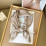 CalmCarving Small Square Satin Scarf Beige