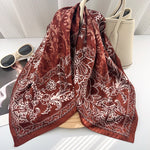 BrocadeManor Rust Jacquard Square Scarf