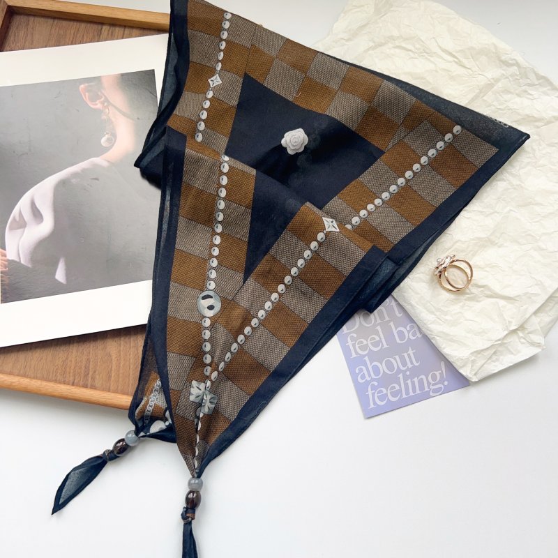 DiamondMuse Black Cotton Diamond Scarf