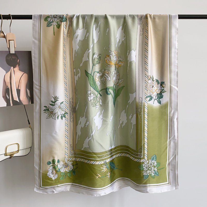 CrossKulture - SageBanquet satin long scarf hanging on a handle bar