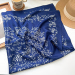 DelicateVine Satin Twill Scarf Square Blue
