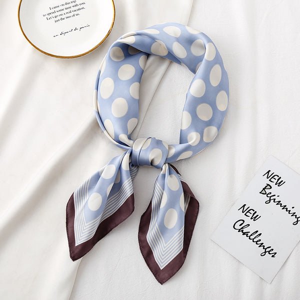 CrossKulture - RetroDot Small Square Satin Scarf Blue knot style view