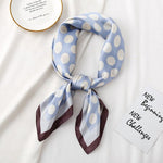CrossKulture - RetroDot Small Square Satin Scarf Blue knot style view