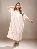 Crosskulture - PeonyPeace Floral Printed Night Gown Peach front view