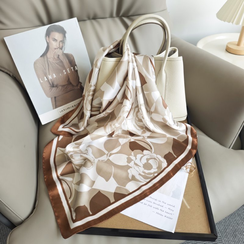 CrossKulture - MochaSpring short satin scarf handbag view