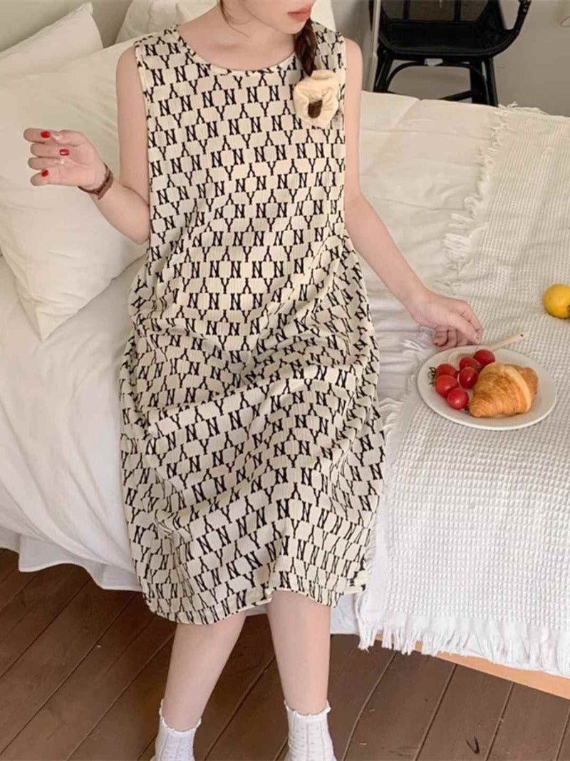 CrossKulture - CozyChic Sleeveless Lounge Dress front sitting model view