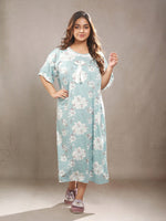 Crosskulture - LilyLullaby Floral Printed Night Gown Teal front view