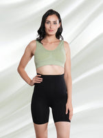 CrossKulture - CurveCommand High Waist Tummy Control Shapewear Shorts black front model view